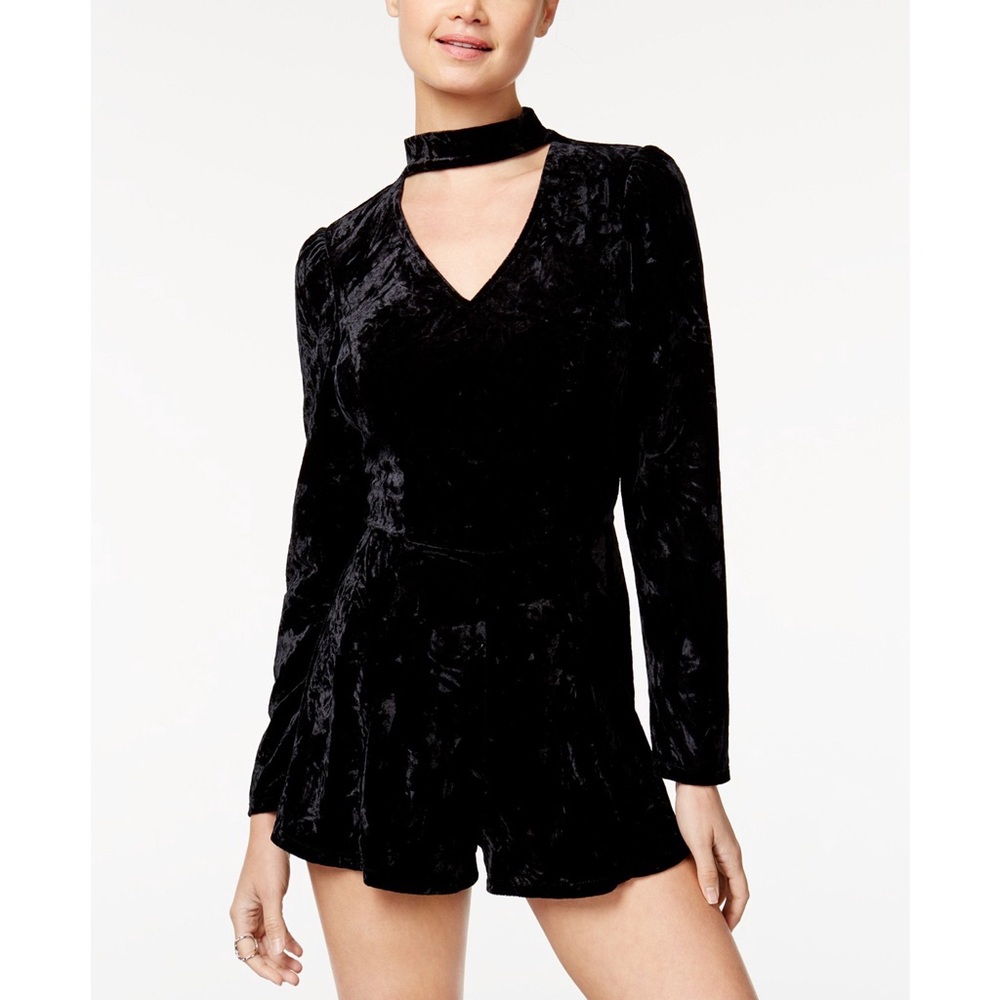 NWOT BeBop Velvet Black Mock Neckline Romper S